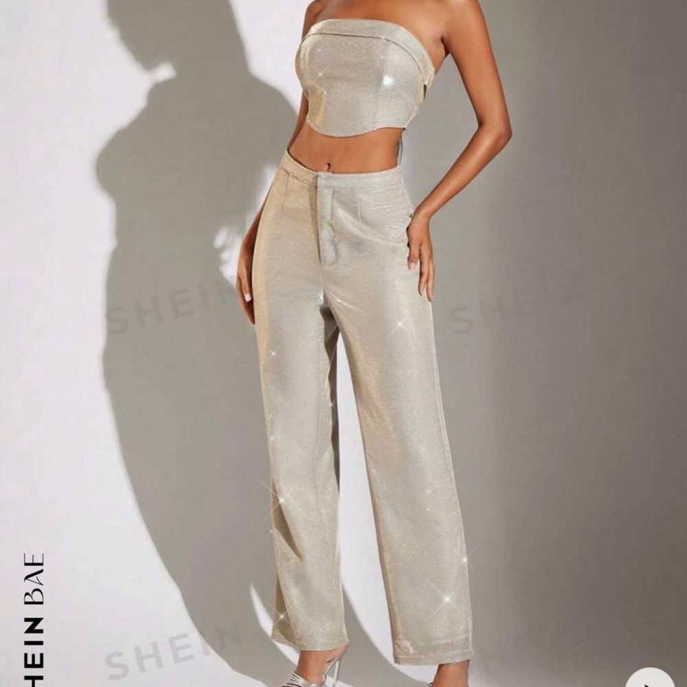 SHEIN Silver Shimmer Pants